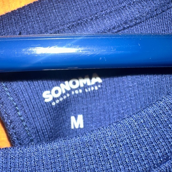 Navy and White Striped Terry Romper - Picture 3 of 3